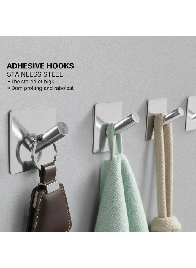 دونيكارت خطافات جدارية لاصقة شديدة التحمل، مصنوعة من الفولاذ المقاوم للصدأ، خطافات متعددة الاستخدامات بدون مسامير، خطافات لاصقة لتعليق المناشف والأقمشة والتقويمات، متوفرة للمطبخ، والخزانة، والمرحاض، والسقف، والباب - Image 4